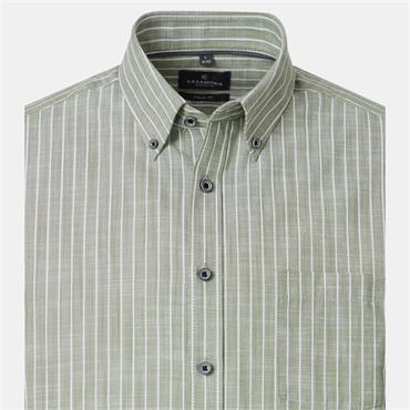 CASA MODA STRIPE SHORT SLEEVE SHIRT - GREEN