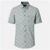 CASA MODA LINEN PRINT SHORT SLEEVE SHIRT - GREEN