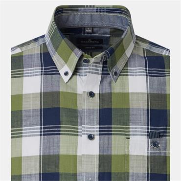 CASA MODA B.D. CHECK SHORT SLEEVE SHIRT - GREEN