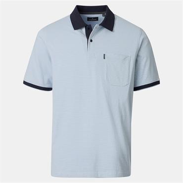 CASA MODA STRIPE POLO SHIRT - BLUE