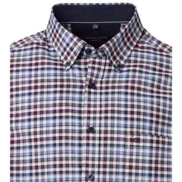 CASA MODA B.D. CHECK SHIRT - BURGUNDY