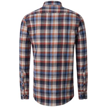 CASA MODA B.D. CASUAL CHECK SHIRT - ORANGE