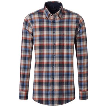 CASA MODA B.D. CASUAL CHECK SHIRT - ORANGE