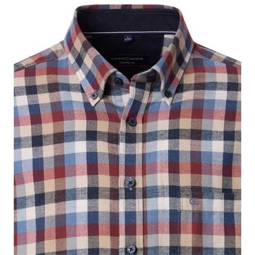 CASA MODA B.D. CASUAL CHECK SHIRT - ORANGE