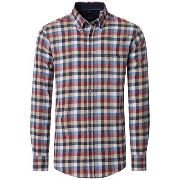 CASA MODA B.D. CASUAL CHECK SHIRT - ORANGE