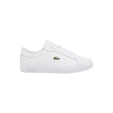 LACOSTE POWERCOURT LEATHER SNEAKERS - WHITE