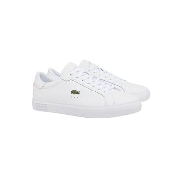 LACOSTE POWERCOURT LEATHER SNEAKERS - WHITE