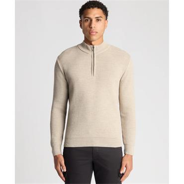 REMUS UOMO 1/2 ZIP SWEATER - BEIGE