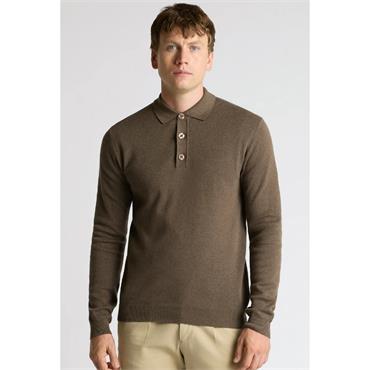 REMUS UOMO LS POLO SWEATER - BROWN
