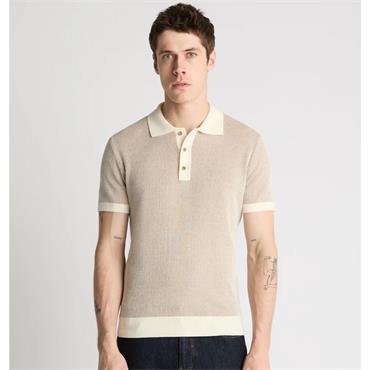 REMUS UOMO KNIT POLO SHIRT - BEIGE