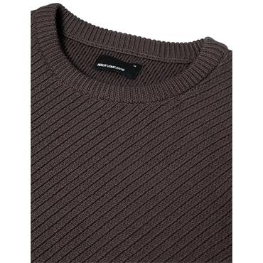 REMUS UOMO DIAGONAL DESIGN SWEATER - BROWN