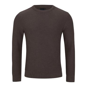 REMUS UOMO DIAGONAL DESIGN SWEATER - BROWN