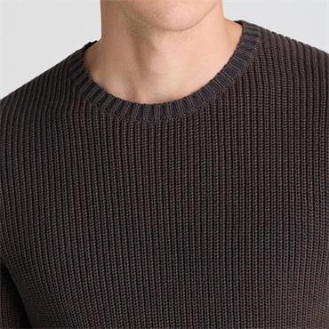 REMUS UOMO TWO-TONE KNIT SWEATER - BROWN