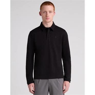 REMUS UOMO LONG SLEEVE POLO SHIRT - BLACK