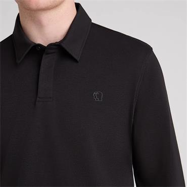 REMUS UOMO LONG SLEEVE POLO SHIRT - BLACK