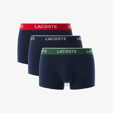 LACOSTE 3-PACK STRETCH COTTON TRUNKS - RED