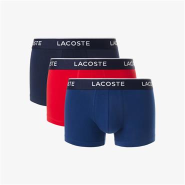 LACOSTE 3-PACK STRETCH COTTON TRUNKS - RED