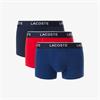 LACOSTE 3-PACK STRETCH COTTON TRUNKS - RED