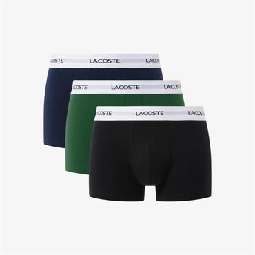 LACOSTE 3-PACK STRETCH COTTON TRUNKS - GREEN