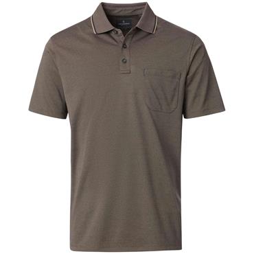 CASA MODA TIPPED POLO SHIRT - BEIGE