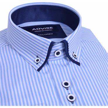 ADVISE DOUBLE COLLAR STRIPE SHIRT - BLUE