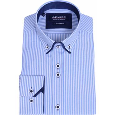 ADVISE DOUBLE COLLAR STRIPE SHIRT - BLUE