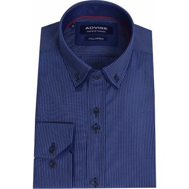 ADVISE DOUBLE COLLAR STRIPE SHIRT - NAVY