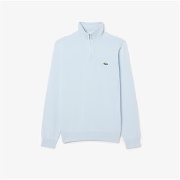 LACOSTE ZIPPED COTTON SWEATER - BLUE