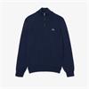 LACOSTE ZIPPED COTTON SWEATER - NAVY
