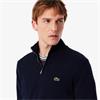 LACOSTE ZIPPED COTTON SWEATER - NAVY