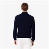 LACOSTE ZIPPED COTTON SWEATER - NAVY