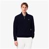 LACOSTE ZIPPED COTTON SWEATER - NAVY