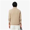 LACOSTE ZIPPED HIGH NECK COTTON SWEATER - BEIGE