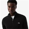 LACOSTE ZIPPED HIGH NECK COTTON SWEATER - BLACK