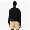 LACOSTE ZIPPED HIGH NECK COTTON SWEATER - BLACK