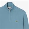 LACOSTE ZIPPED HIGH NECK COTTON SWEATER - BLUE