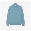 LACOSTE ZIPPED HIGH NECK COTTON SWEATER - BLUE