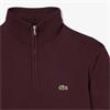 LACOSTE ZIPPED HIGH NECK COTTON SWEATER - BURGUNDY