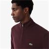LACOSTE ZIPPED HIGH NECK COTTON SWEATER - BURGUNDY