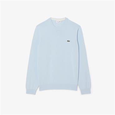 LACOSTE MONOCHROME CREW NECK SWEATER - BLUE
