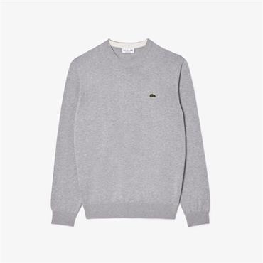 LACOSTE MONOCHROME CREW NECK SWEATER - GREY