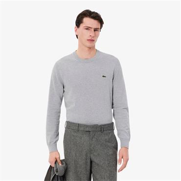 LACOSTE MONOCHROME CREW NECK SWEATER - GREY