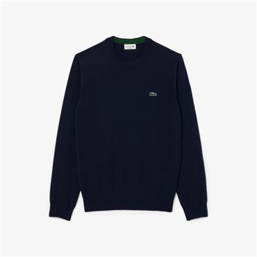 LACOSTE MONOCHROME CREW NECK SWEATER - NAVY