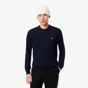 LACOSTE MONOCHROME CREW NECK SWEATER - NAVY