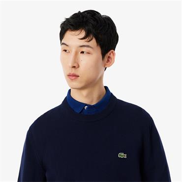LACOSTE CREW NECK COTTON SWEATER - NAVY