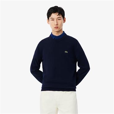 LACOSTE CREW NECK COTTON SWEATER - NAVY