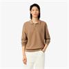 LACOSTE LONG SLEEVED KNITTED POLO SHIRT - BEIGE