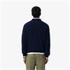 LACOSTE LONG SLEEVED KNITTED POLO SHIRT - NAVY