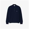 LACOSTE LONG SLEEVED KNITTED POLO SHIRT - NAVY