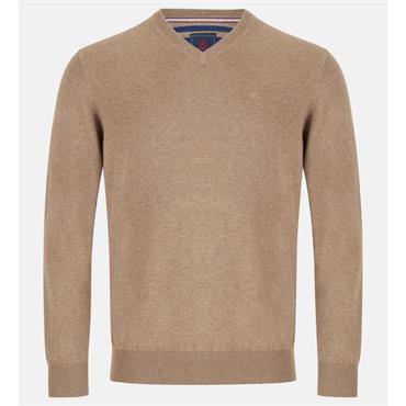 ANDRE VALENCIA V-NECK JUMPER - BEIGE